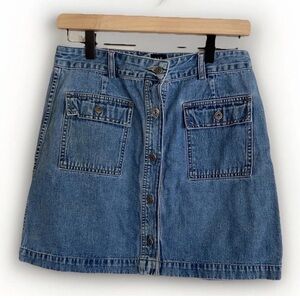 Gap Inc. Vintage Style 90s Utility Denim Mini Skirt Button Front Size 8